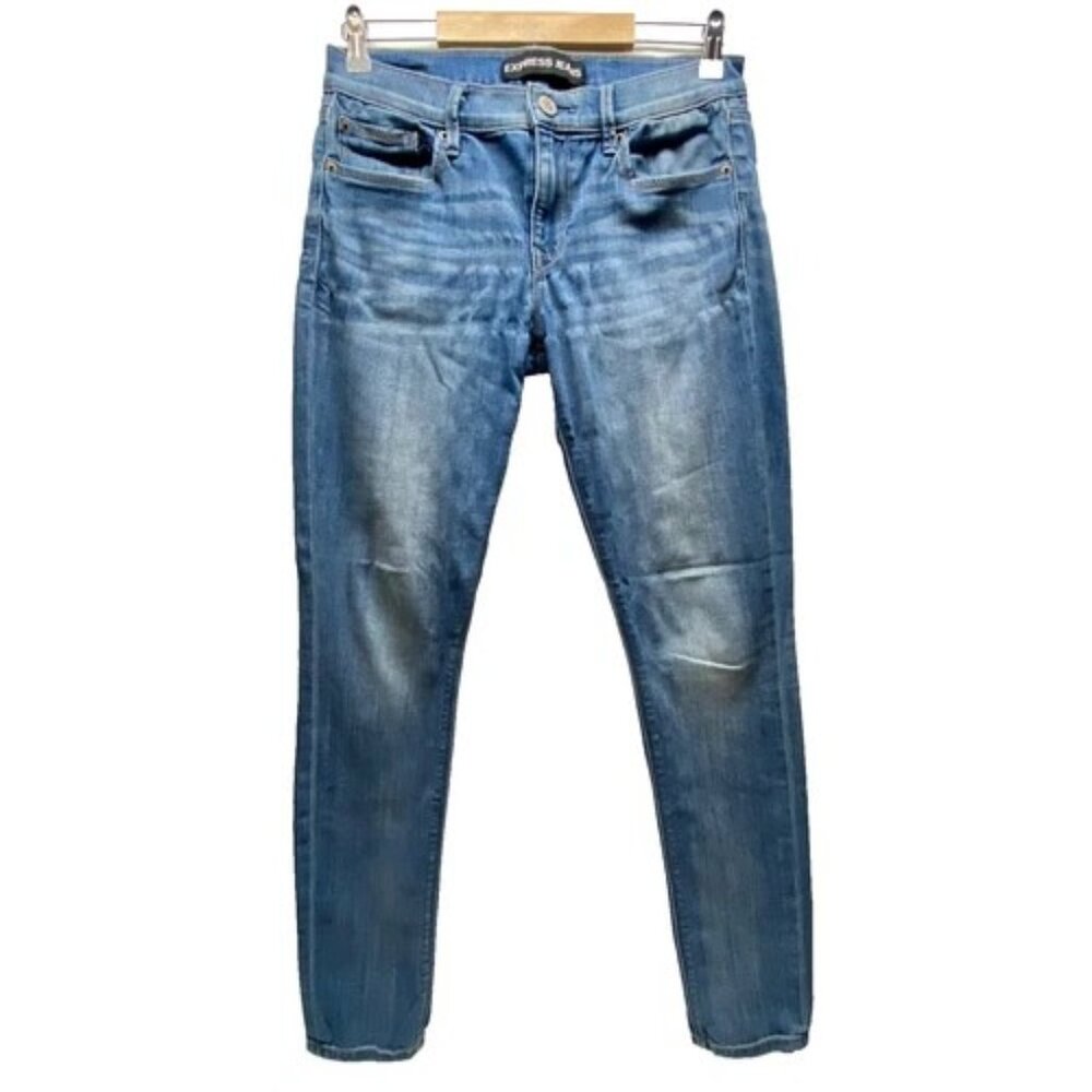 Express Jeans Women's 6‎ Light Blue Mid-Rise Straight Leg Denim Jeggings GUC
